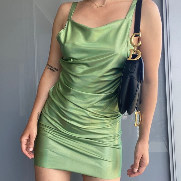 Metalic Green Mini Dress - Picture 1 of 10